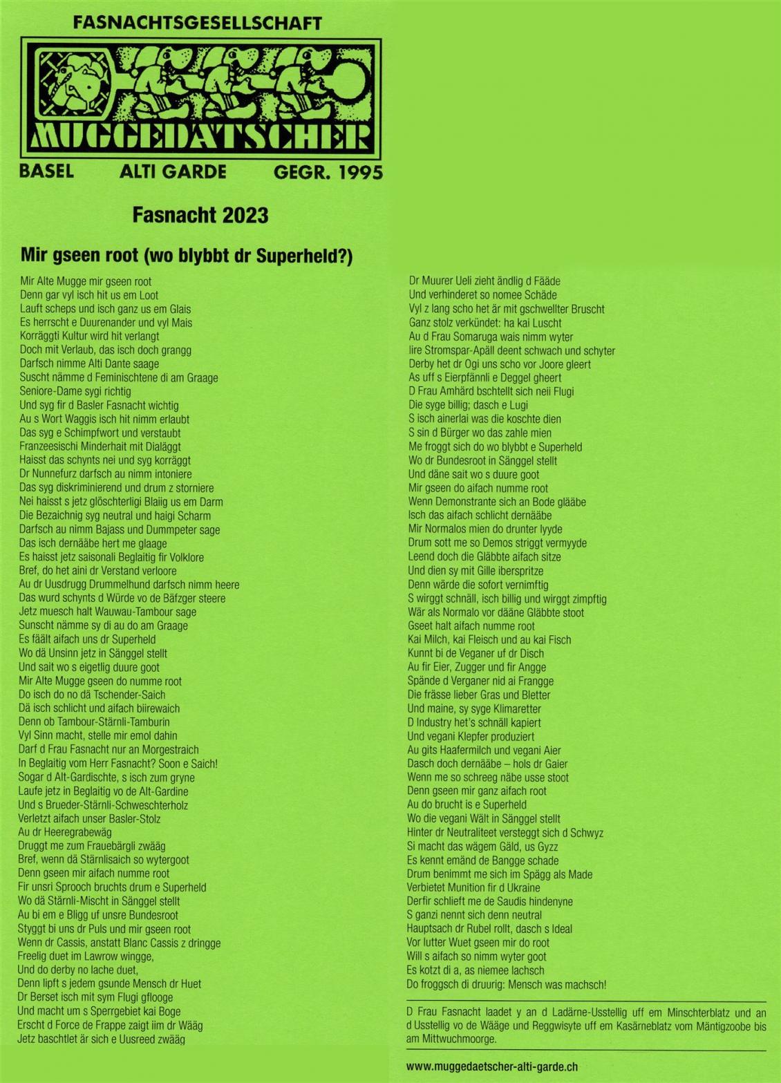 Sujet: Mir gseen root (wo blybbt dr Superheld?)