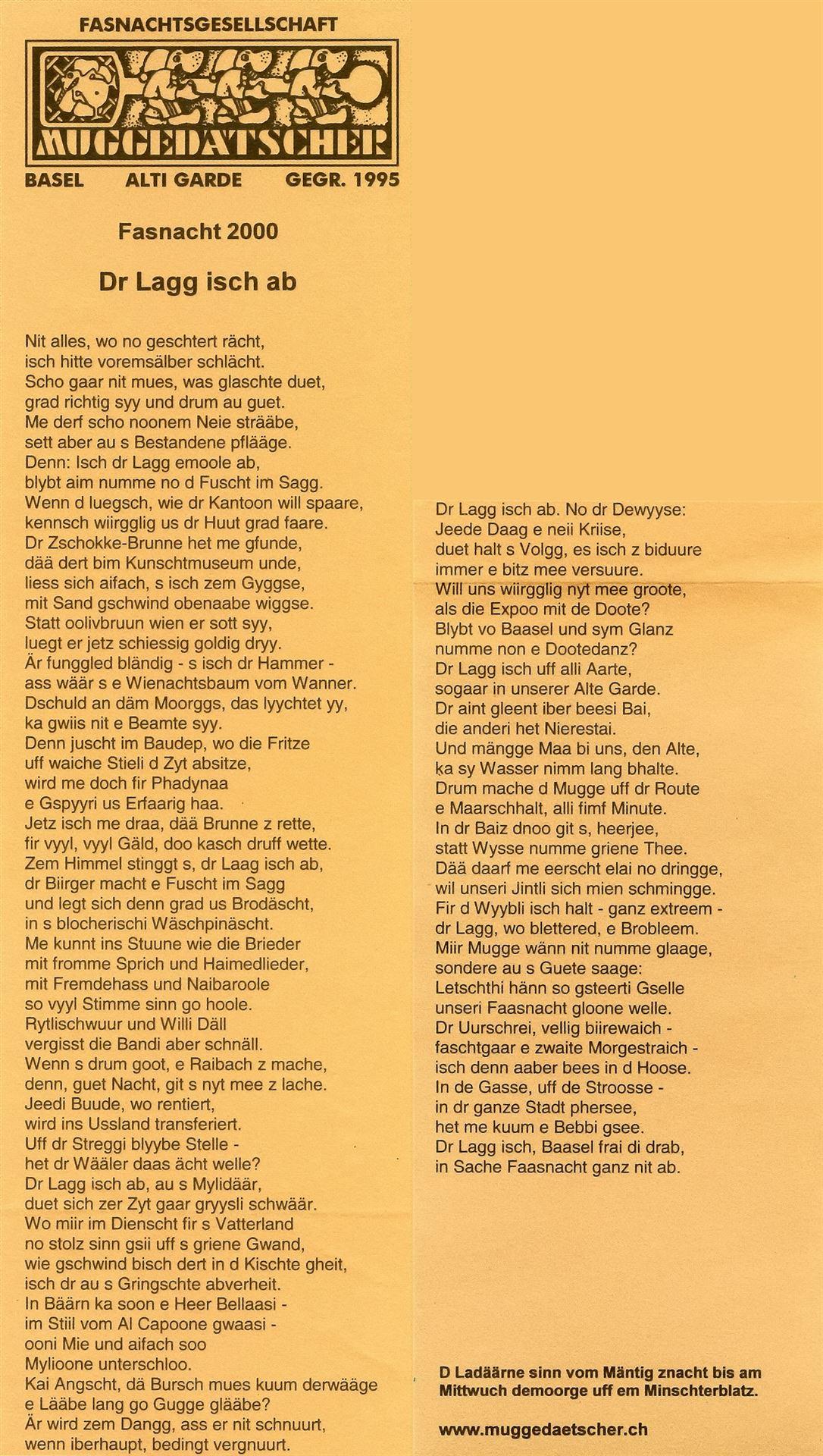 Sujet: Dr Lagg isch ab