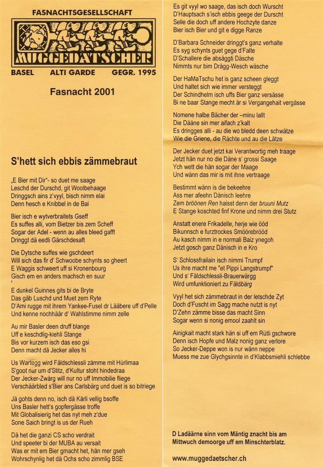 Sujet: S'hett sich ebbis zämmebraut