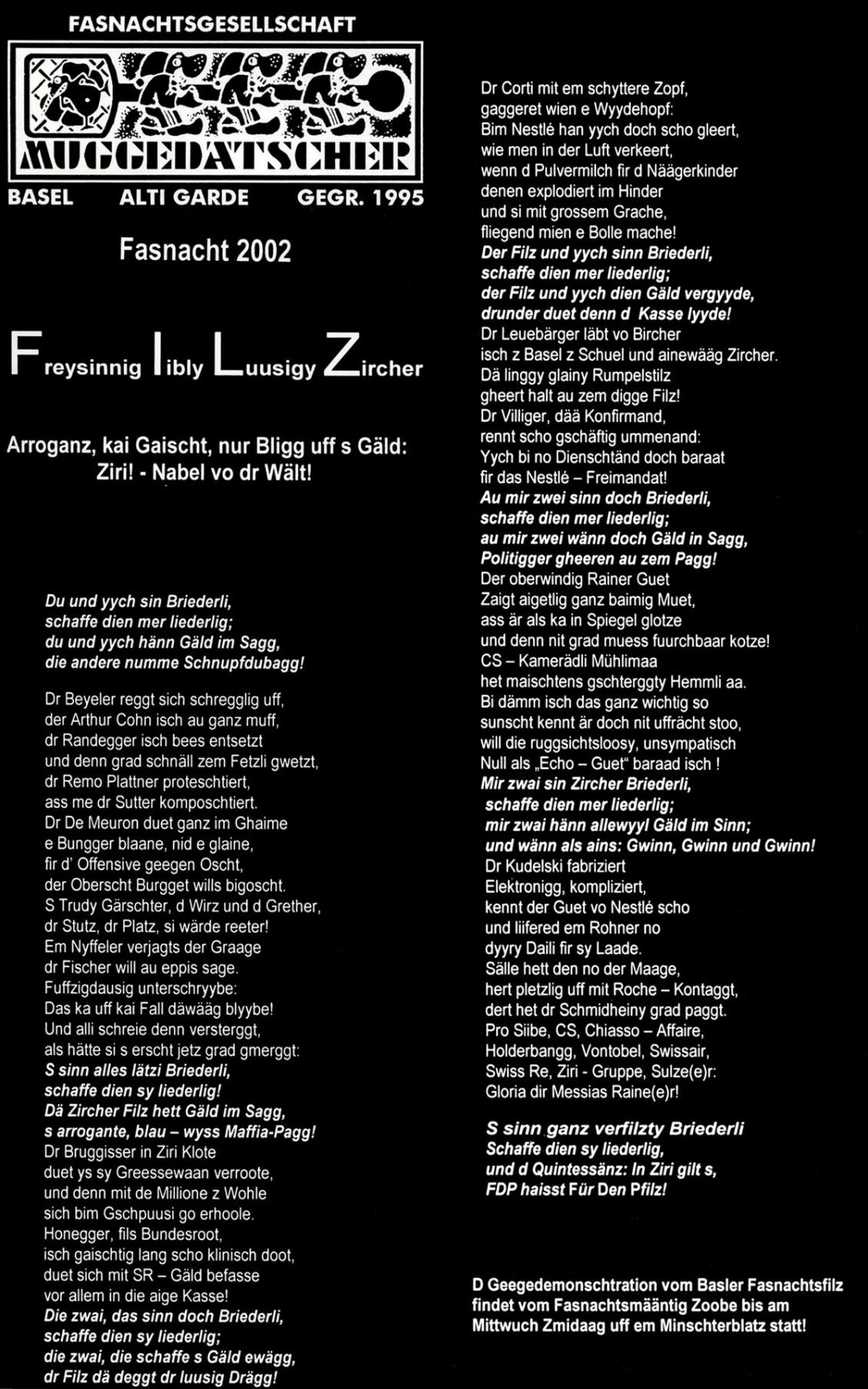 Sujet: Freysinnig Iibly Luusigy Zircher