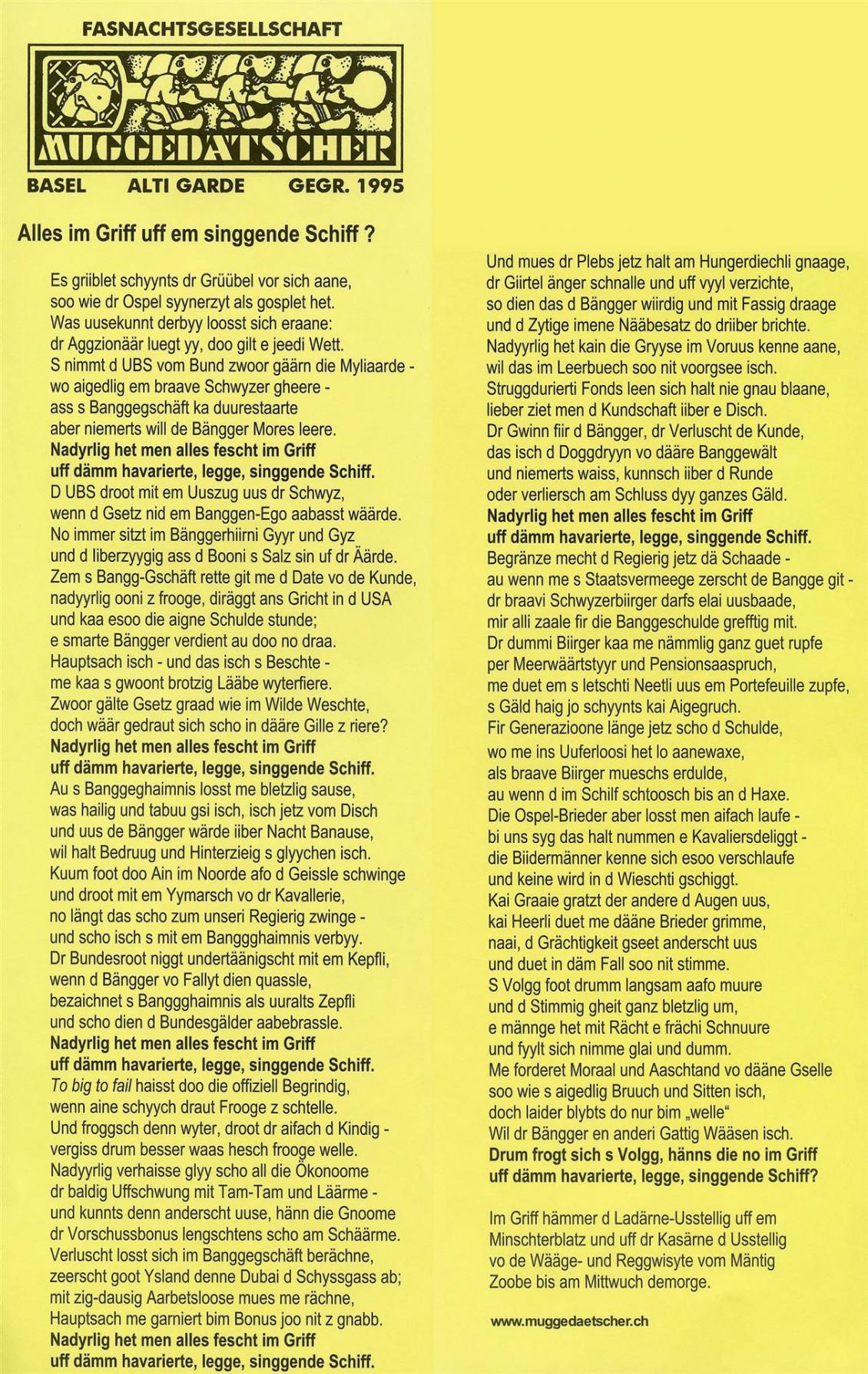 Sujet: Alles im Griff uff em singgende Schiff ?