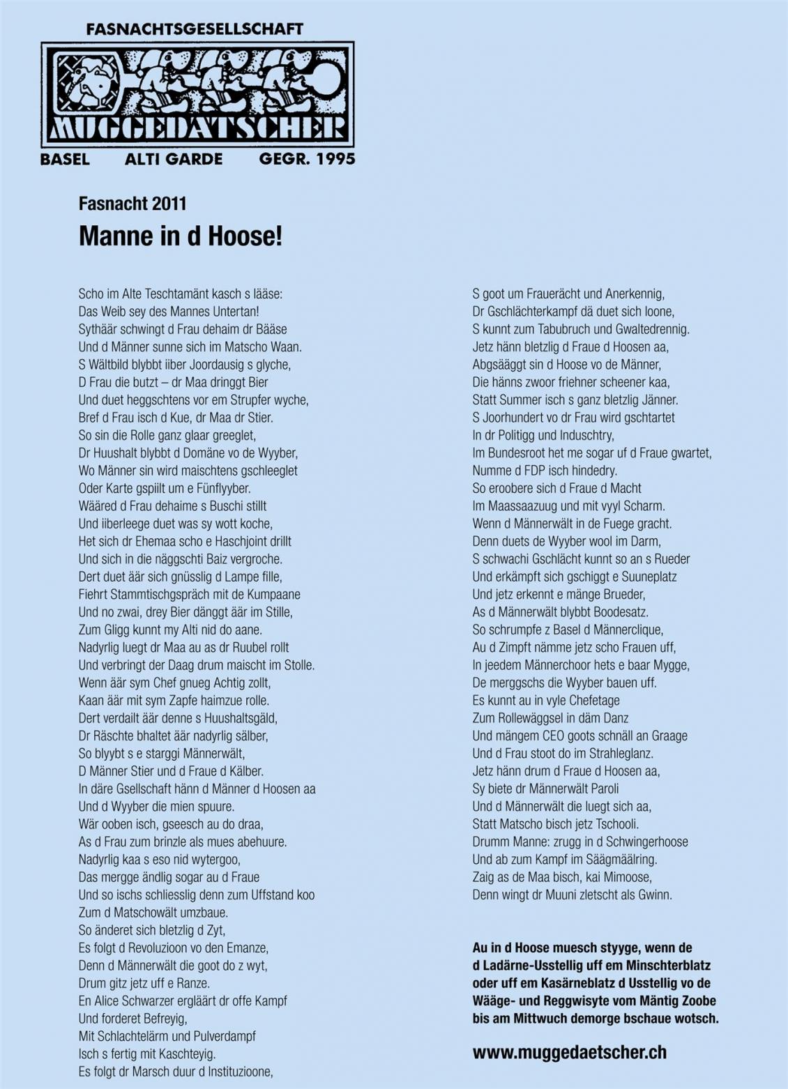 Sujet: Manne in d Hoose !