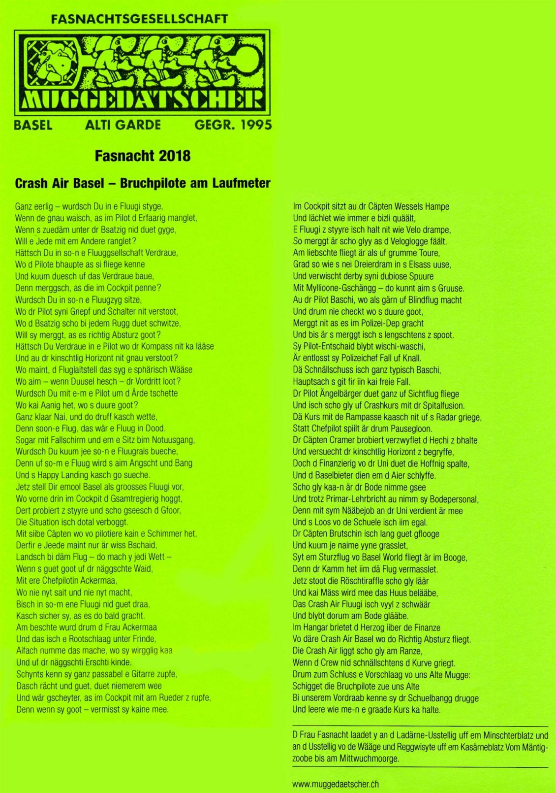 Sujet: Crash Air Basel - Bruchpilote am Laufmeter